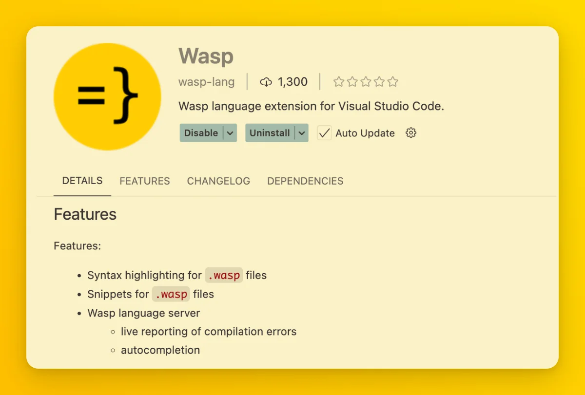 VS Code extension for Wasp language